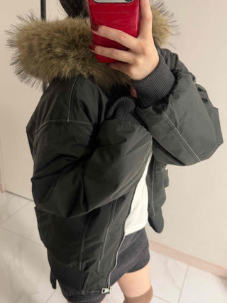 Two-way Hooded Shearling Stitch Oversized Short Padded Jacket