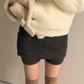 Side Slit Eyelet Slim Fit Knit Shorts