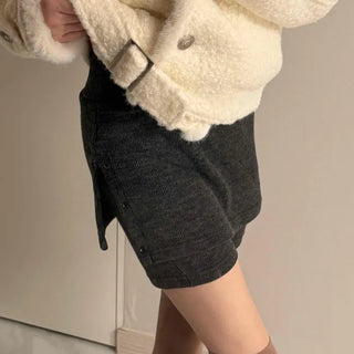 Side Slit Eyelet Slim Fit Knit Shorts