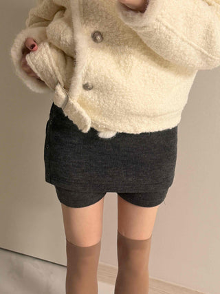 Side Slit Eyelet Slim Fit Knit Shorts