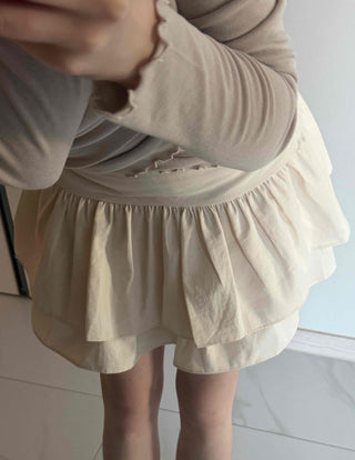 Shirred Double Ruffle A-Line Mini Skirt