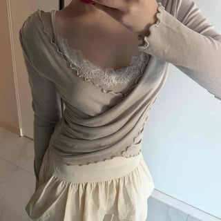 Shirred Double Ruffle A-Line Mini Skirt
