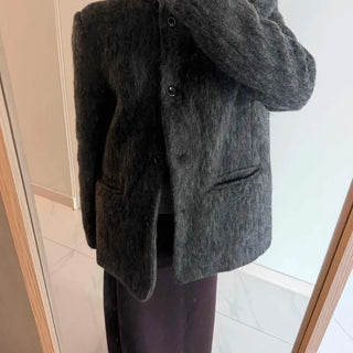 Round Pocket Button Wool Midi Coat