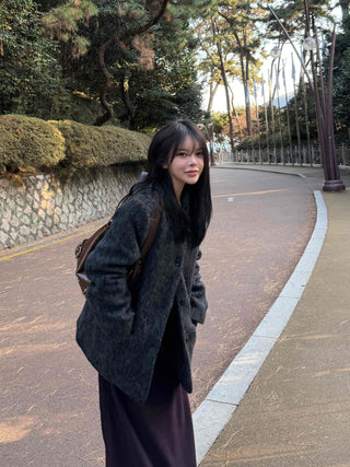 Round Pocket Button Wool Midi Coat