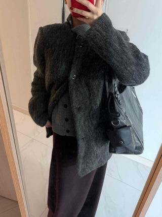Round Pocket Button Wool Midi Coat