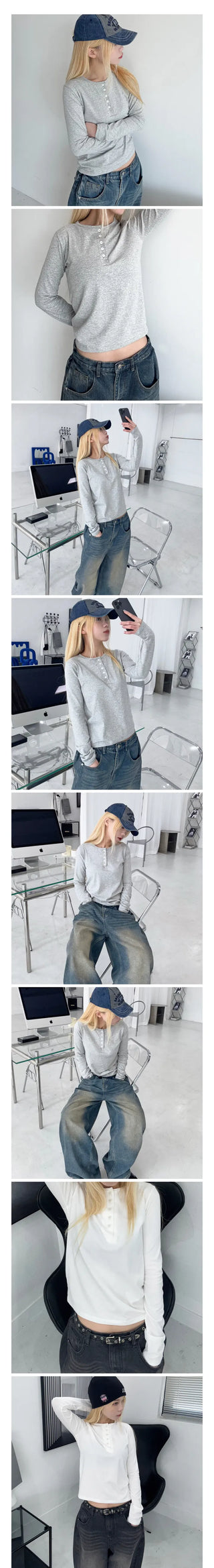 Esther Daily Button Long Sleeve
