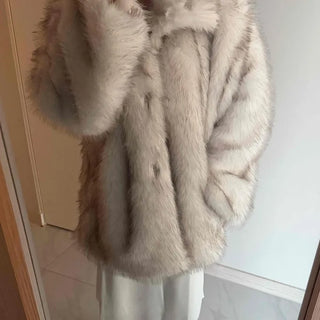 Snow Mix Fur Voluminous Oversized Big Collar Jacket