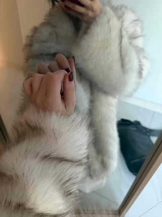 Snow Mix Fur Voluminous Oversized Big Collar Jacket