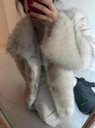Snow Mix Fur Voluminous Oversized Big Collar Jacket