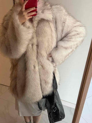 Snow Mix Fur Voluminous Oversized Big Collar Jacket