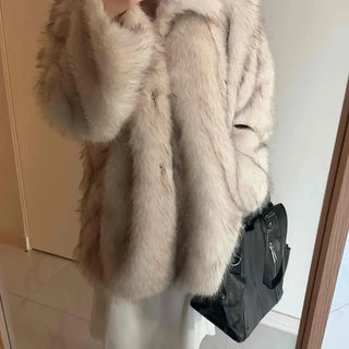 Snow Mix Fur Voluminous Oversized Big Collar Jacket