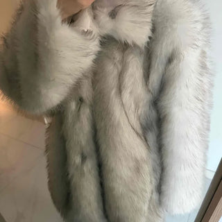 Snow Mix Fur Voluminous Oversized Big Collar Jacket