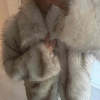 Snow Mix Fur Voluminous Oversized Big Collar Jacket