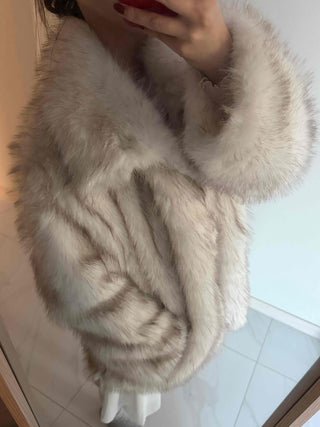 Snow Mix Fur Voluminous Oversized Big Collar Jacket