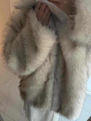 Snow Mix Fur Voluminous Oversized Big Collar Jacket