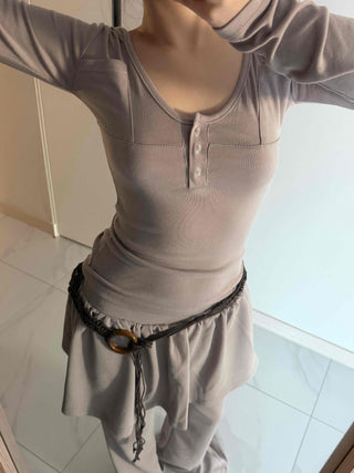 Unique Pocket Button Slim Fit Hoodie