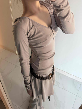 Unique Pocket Button Slim Fit Hoodie