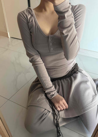 Unique Pocket Button Slim Fit Hoodie