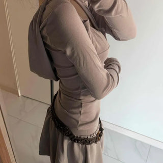 Unique Pocket Button Slim Fit Hoodie