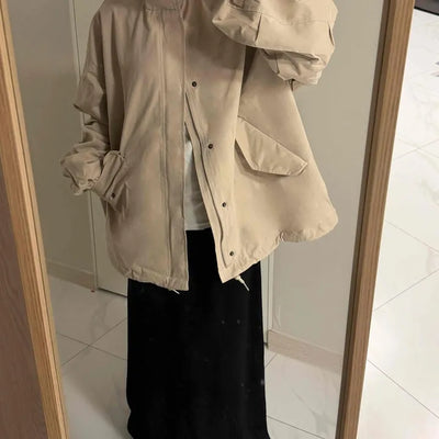 Flap Pocket Elastic Sleeve Oversized Short Field Jacket