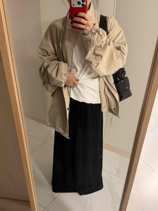 Flap Pocket Elastic Sleeve Oversized Short Field Jacket