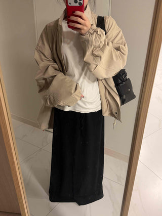Flap Pocket Elastic Sleeve Oversized Short Field Jacket