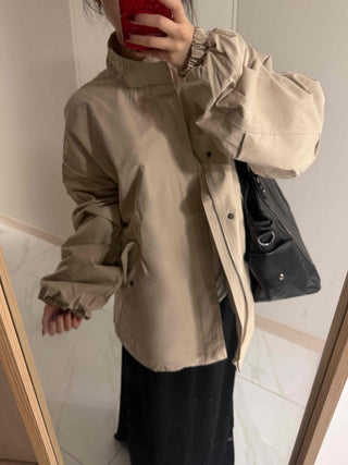 Flap Pocket Elastic Sleeve Oversized Short Field Jacket