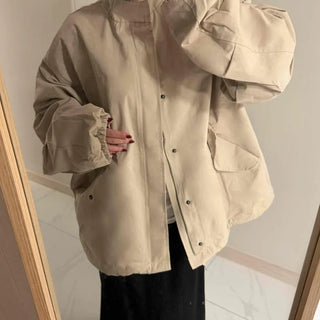 Flap Pocket Elastic Sleeve Oversized Short Field Jacket