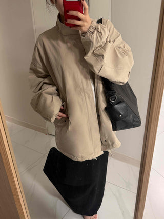 Flap Pocket Elastic Sleeve Oversized Short Field Jacket