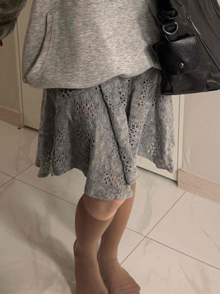 Punched Knit Flare Midi Skirt
