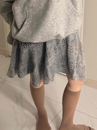 Punched Knit Flare Midi Skirt