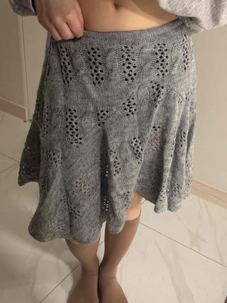Punched Knit Flare Midi Skirt