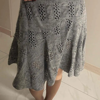 Punched Knit Flare Midi Skirt