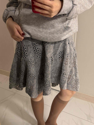 Punched Knit Flare Midi Skirt