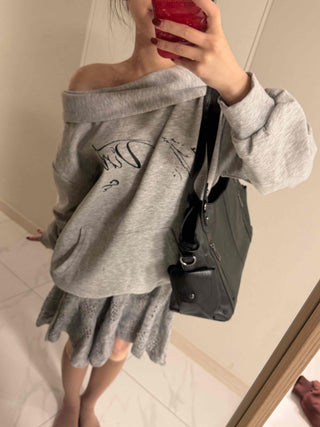 Punched Knit Flare Midi Skirt