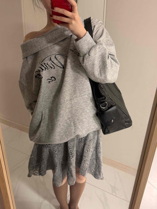 Punched Knit Flare Midi Skirt
