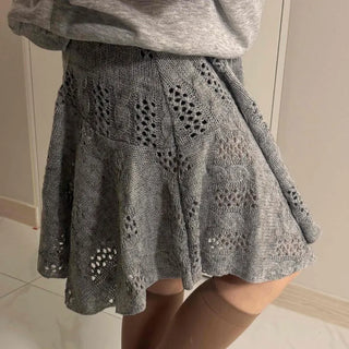 Punched Knit Flare Midi Skirt