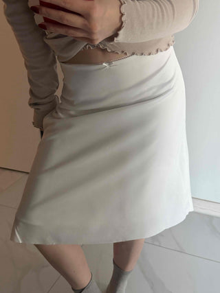 Soft Lace Ribbon Point Midi Skirt