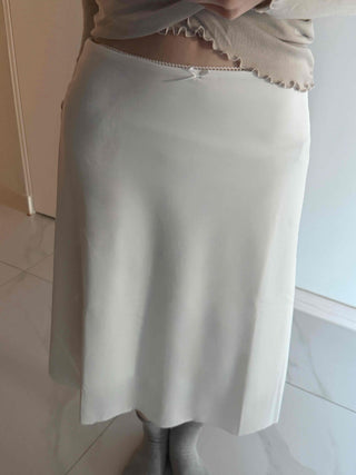 Soft Lace Ribbon Point Midi Skirt