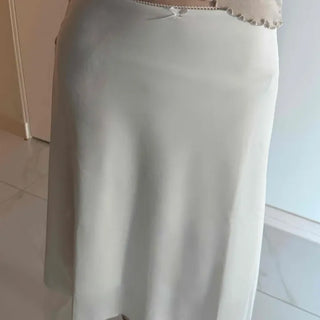 Soft Lace Ribbon Point Midi Skirt