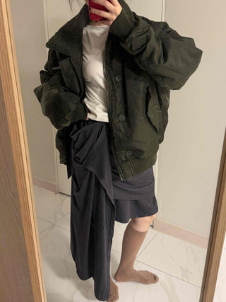 Multi-Draping Button Wrap Midi Skirt