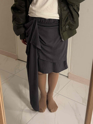 Multi-Draping Button Wrap Midi Skirt