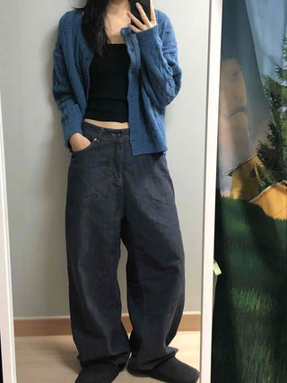 Shoulder Slit Cable Knit Crop Cardigan