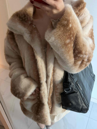Bambi Leopard Oversized Fur Jacket