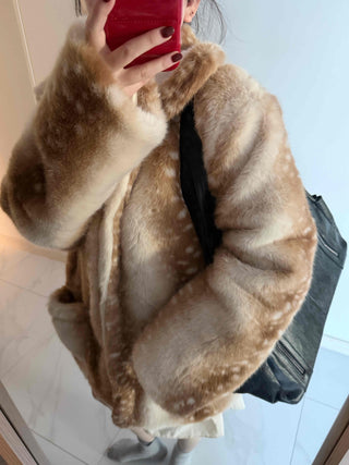 Bambi Leopard Oversized Fur Jacket
