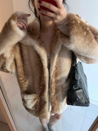 Bambi Leopard Oversized Fur Jacket