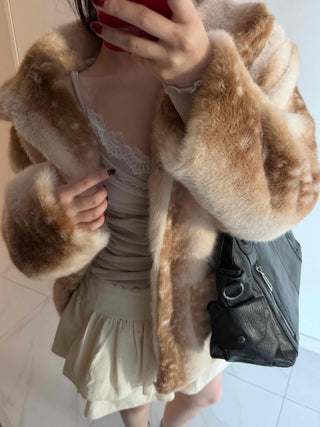 Bambi Leopard Oversized Fur Jacket