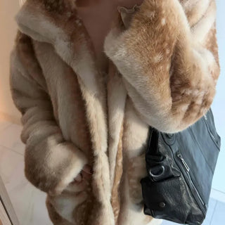 Bambi Leopard Oversized Fur Jacket