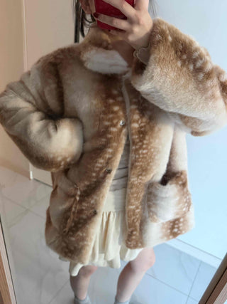 Bambi Leopard Oversized Fur Jacket
