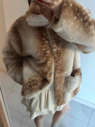 Bambi Leopard Oversized Fur Jacket
